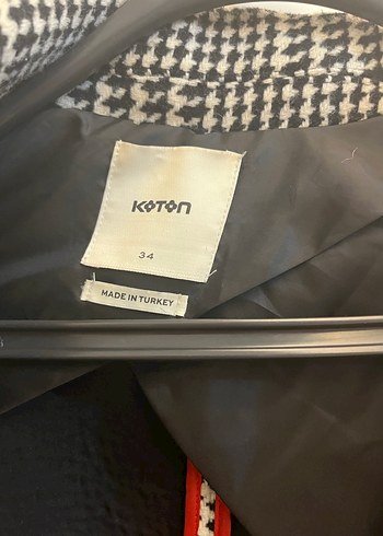 Düğmeli Gri Ekose Midi Kadın Kaban - Görsel 3