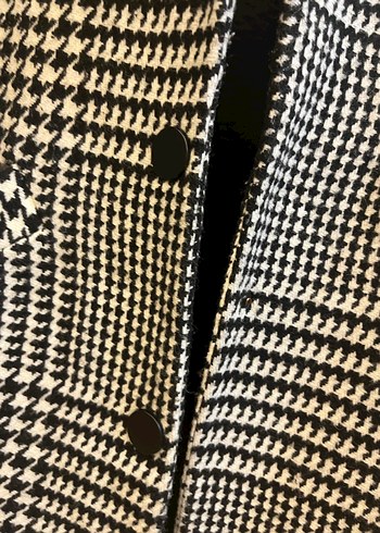 Düğmeli Gri Ekose Midi Kadın Kaban - Görsel 5