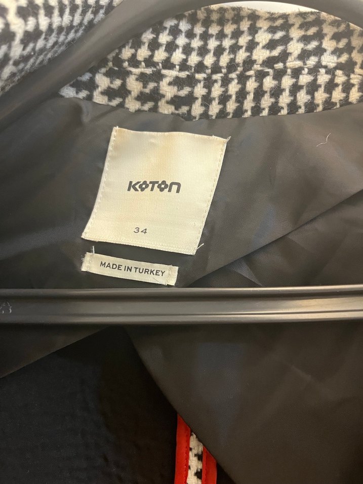 Düğmeli Gri Ekose Midi Kadın Kaban - Görsel 3