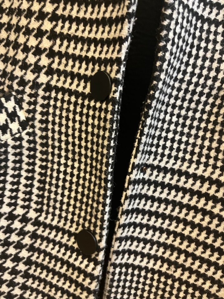 Düğmeli Gri Ekose Midi Kadın Kaban - Görsel 5