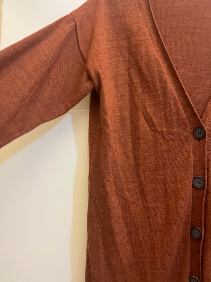 Düğmeli Kahverengi Midi Kadın Hırka - Görsel 2