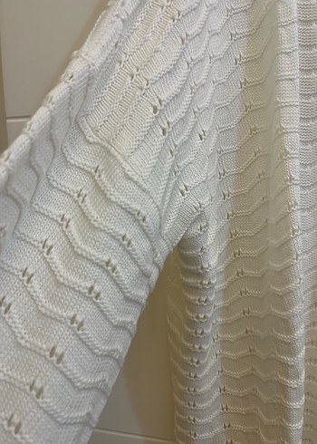 Bohem Beyaz Kadın Örgü Hırka - Görsel 4