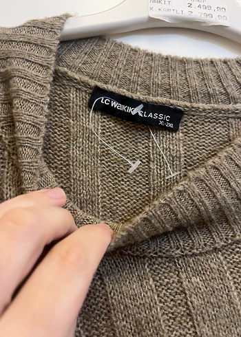 Kadın Kahverengi Triko Keten Kazak - Görsel 3