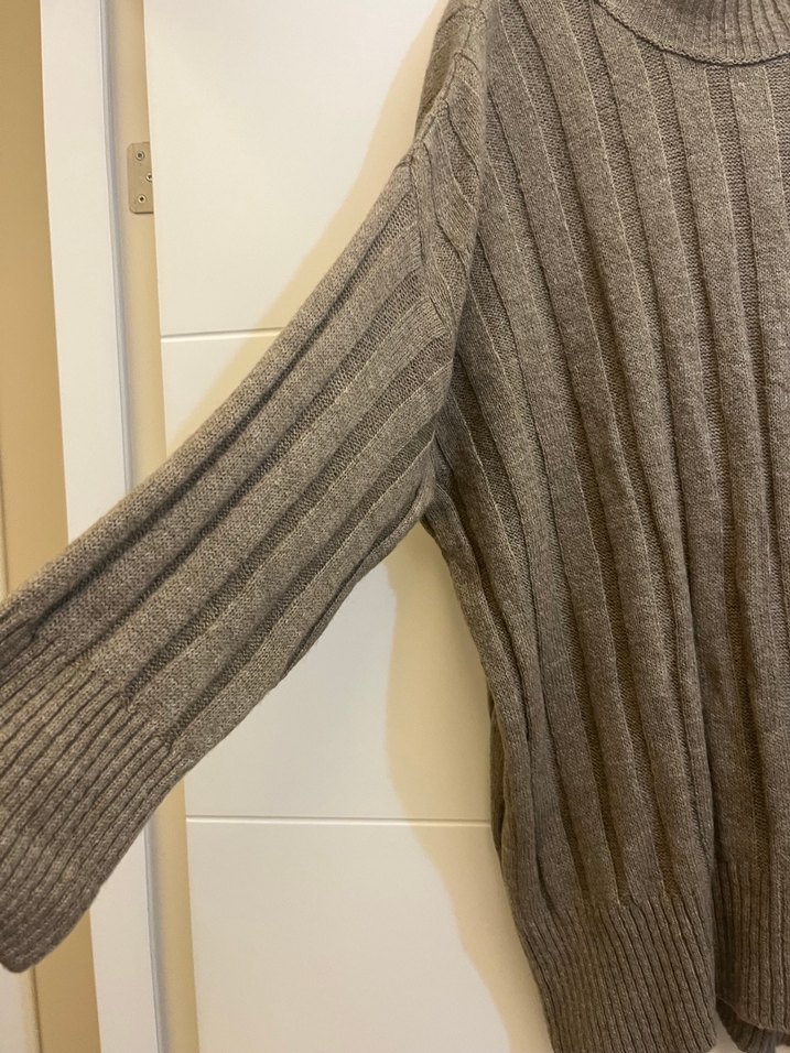 Kadın Kahverengi Triko Keten Kazak - Görsel 2