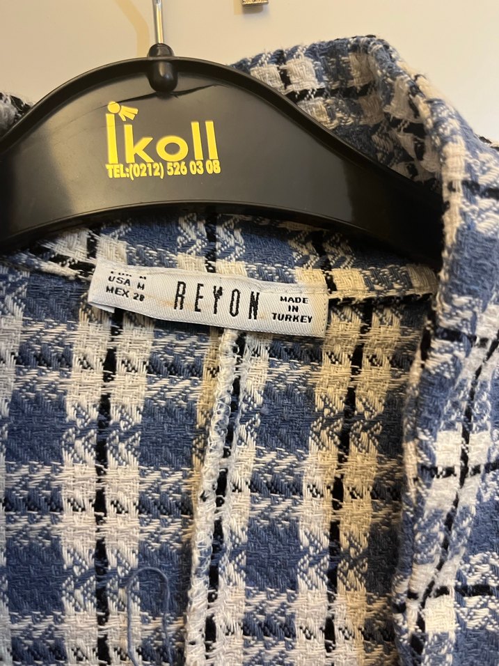 Düğmeli Mavi Gri Keten Kadın Gömlek - Görsel 3