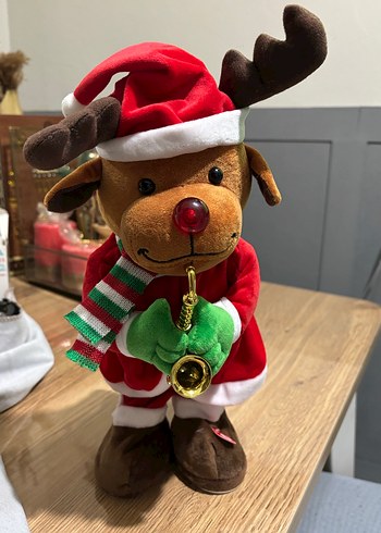 Yılbaşı Noel geyiği- Renkli Geyik Figürü Müzik Çalıp dans ediyor - Görsel 4