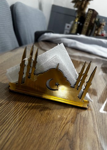 Altın Renkli pleksi aynalı Hoşgeldin Ramazan peçetelik - Görsel 3