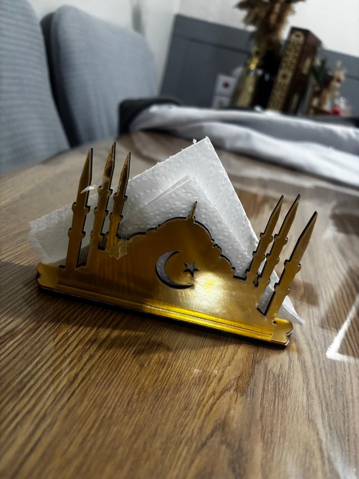 Altın Renkli pleksi aynalı Hoşgeldin Ramazan peçetelik - Görsel 3