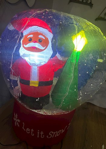 Renkli Noel Baba Temalı Işıklı büyük şişme balon - Görsel 2