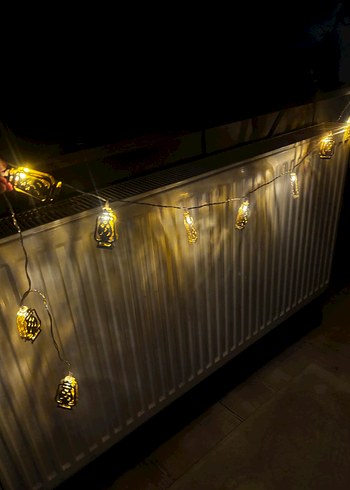 Pilli ramazan led ışık Altın Renkli Fener Şeklinde Işık Zinciri - Görsel 4