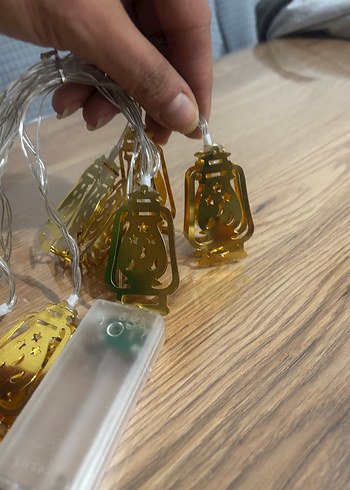 Pilli ramazan led ışık Altın Renkli Fener Şeklinde Işık Zinciri - Görsel 3