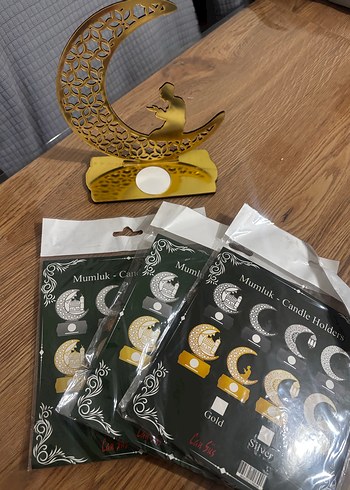 Pleksi ramazan süsü, Altın Renkli Ay ve Yıldız Mumluk - Görsel 5