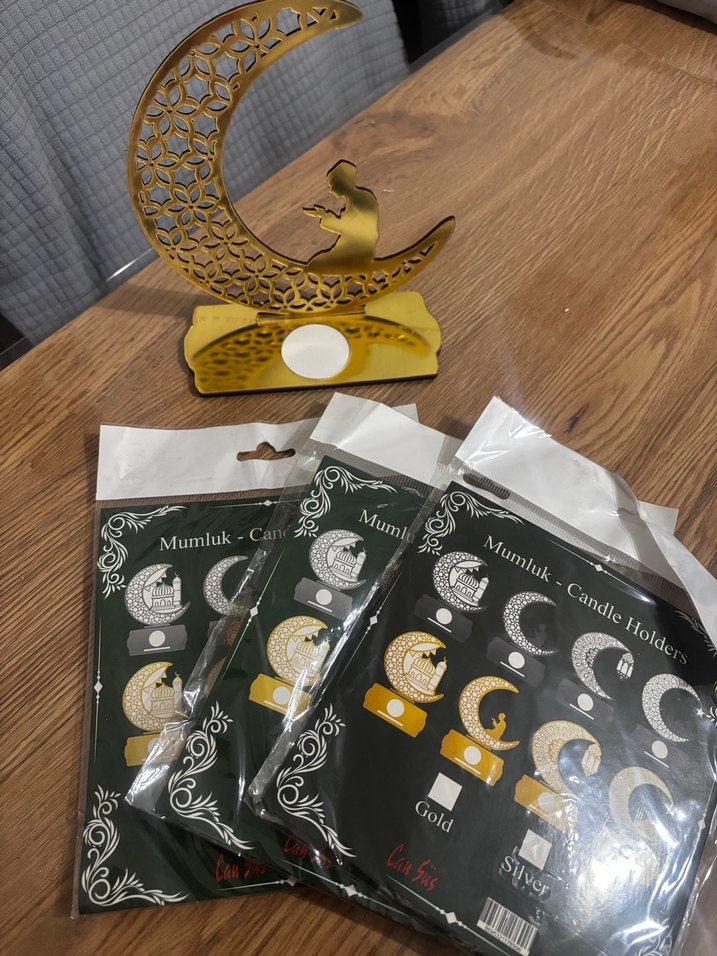 Pleksi ramazan süsü, Altın Renkli Ay ve Yıldız Mumluk - Görsel 5