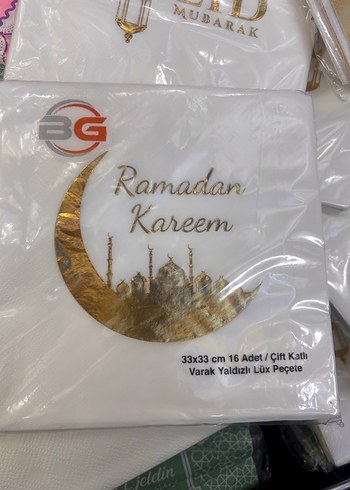 Ramazan peçetesi  20 adet Altın Renkli Parlak - Görsel 3