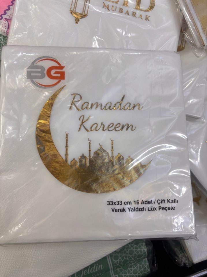 Ramazan peçetesi  20 adet Altın Renkli Parlak - Görsel 3