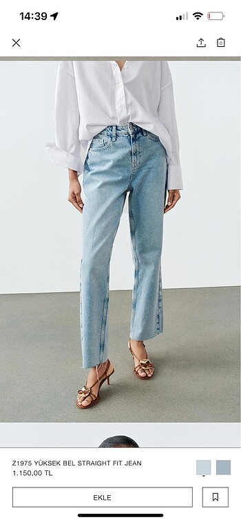 m Beden mavi Renk Zara staright jean