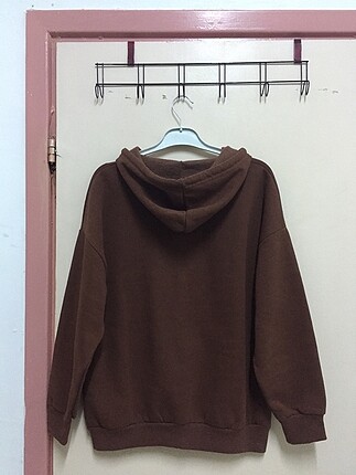 Addax Kahverengi - bej yazılı sweatshirt
