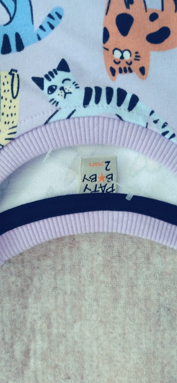 Pastel Renkli Bebek Slingi Kedili Desen - Görsel 3