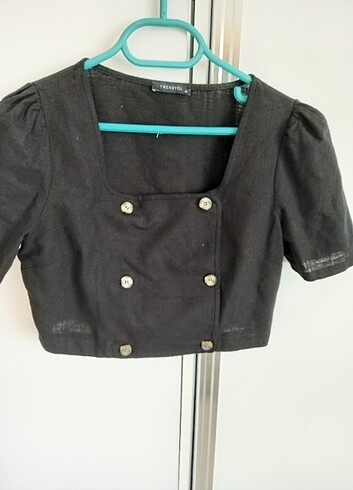 Trendyol crop keten bluz