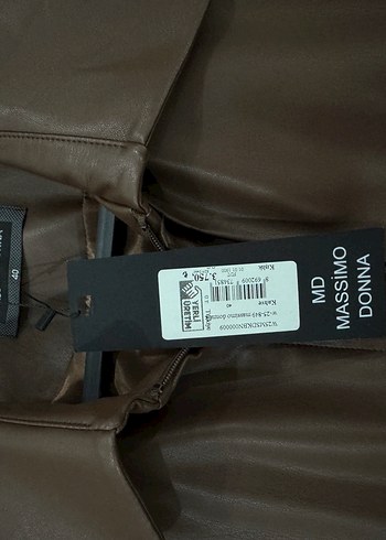 Kahverengi Deri Kadın Uzun Trençkot - Görsel 5