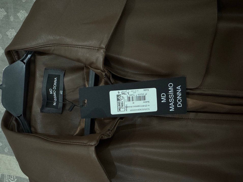 Kahverengi Deri Kadın Uzun Trençkot - Görsel 5