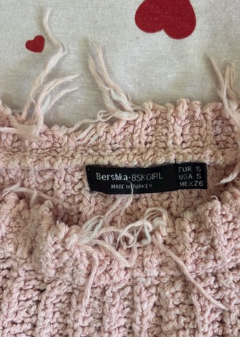 Bershka Pembe Kapüşonlu Örgü Kadın Kazak