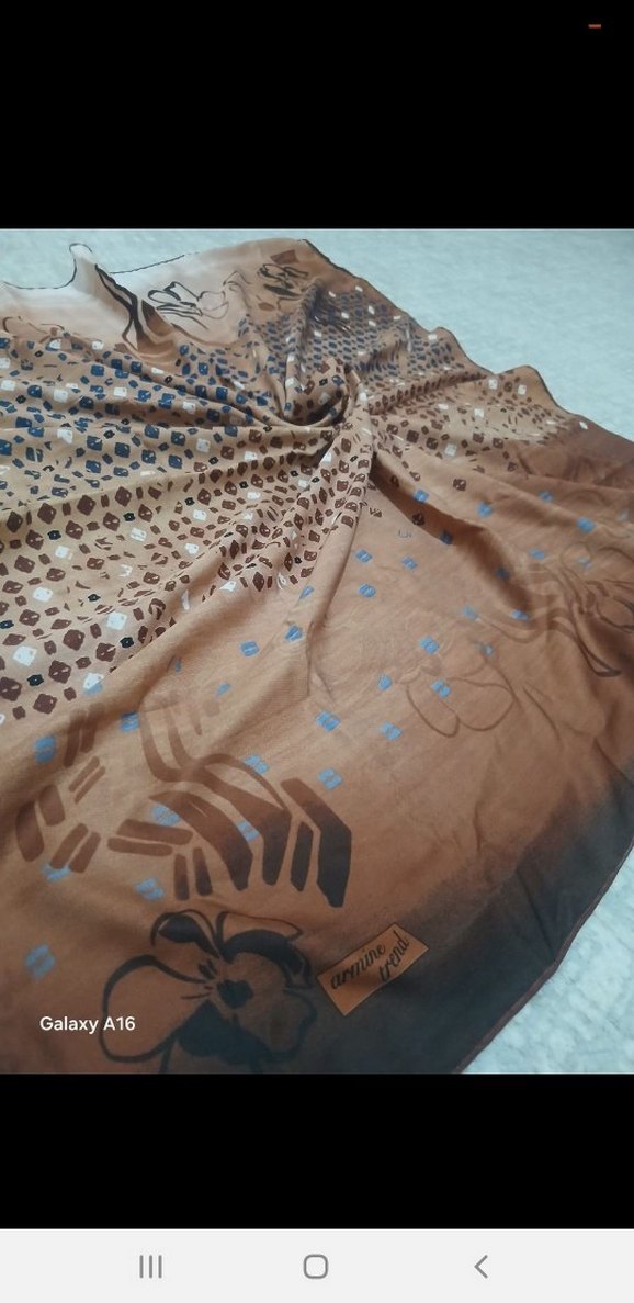 Kahverengi İpek Görünümlü Kadın Şal - Görsel 2