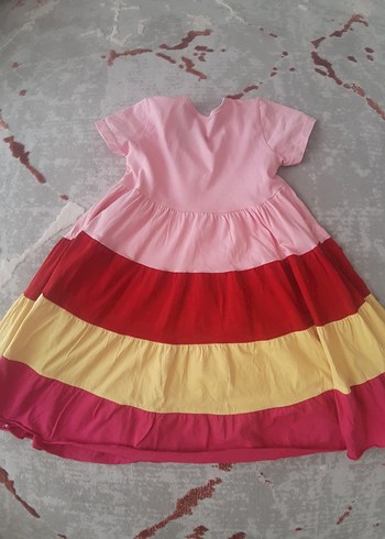 Renkli Kısa Kollu Kız Çocuk Elbise - Görsel 5