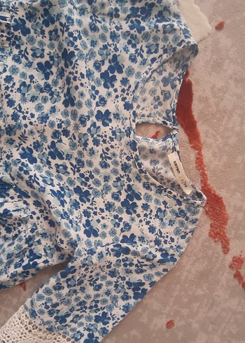 Koton Dantel Detaylı Mavi Bohem Kız Elbisesi