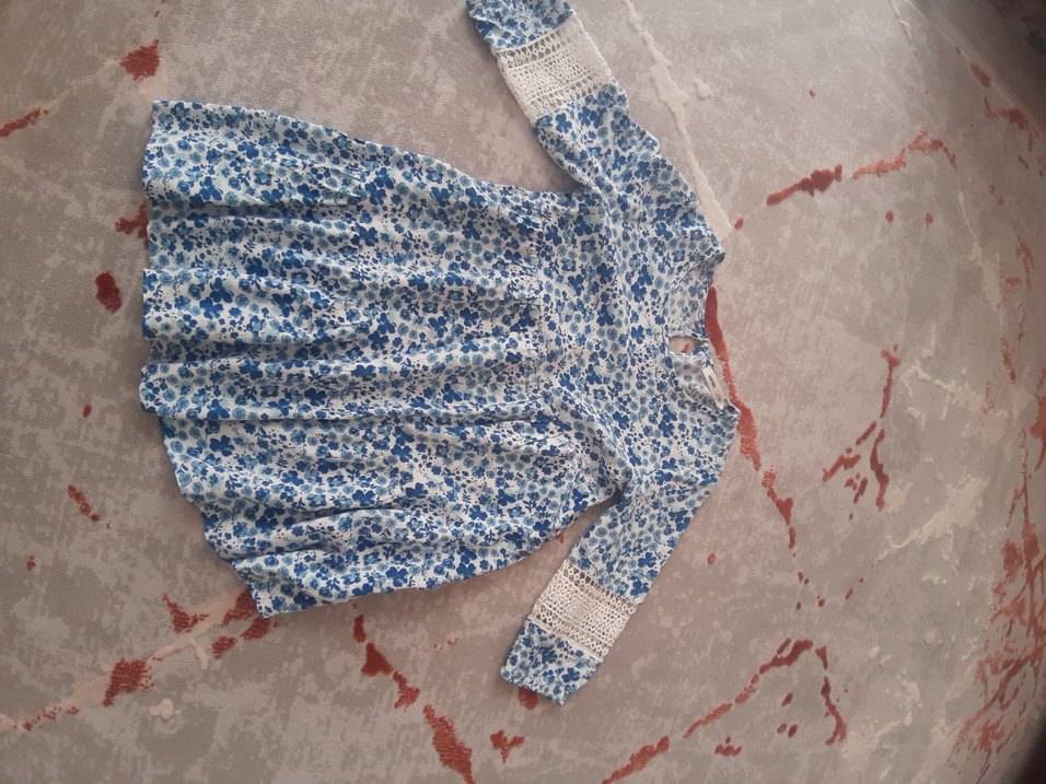 Dantel Detaylı Mavi Bohem Kız Elbisesi - Görsel 3