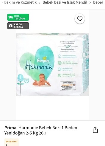 Prima Harmonie Bebek bezi