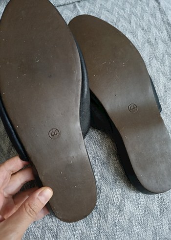 44 numara deri Siyah Erkek Ev Terliği - Görsel 2