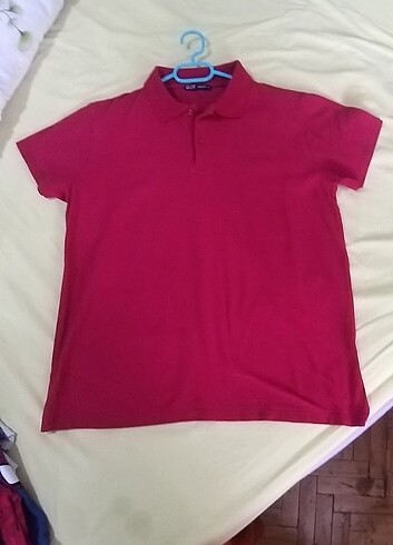 ERKEK,L beden, SIFIR, polo (lakos) yaka kırmızı tişört