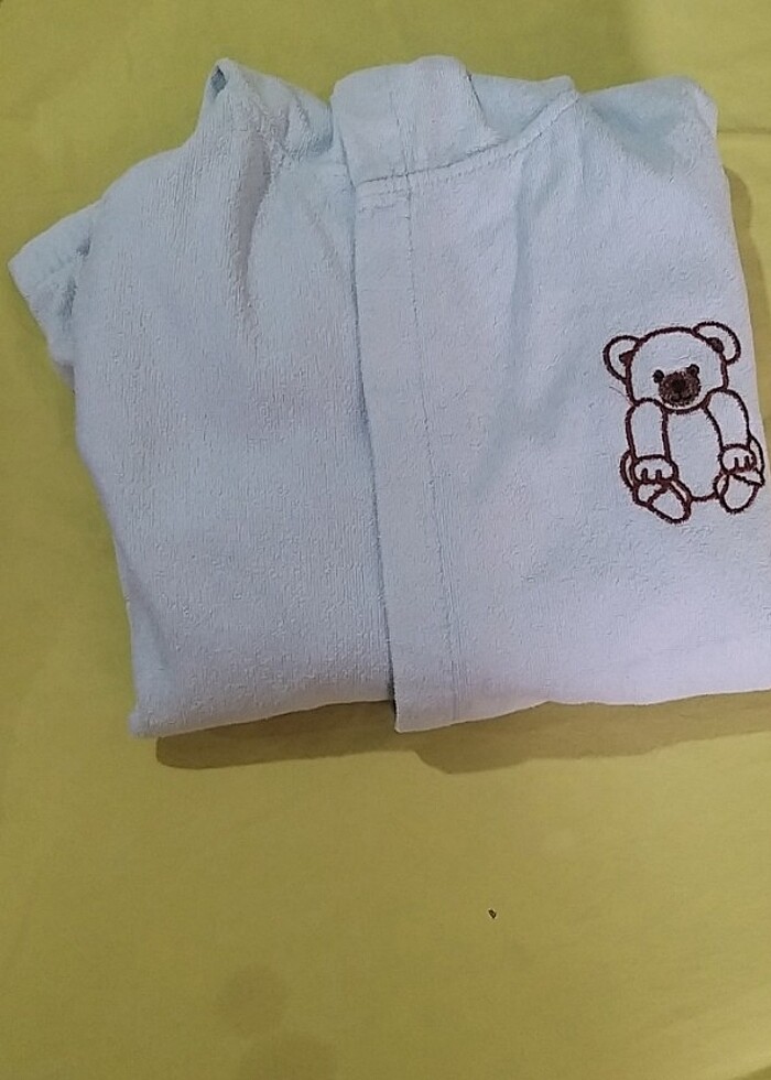 5-6 yaş çocuk bornozu. buz mavisi renginde ,pamuk - Görsel 4