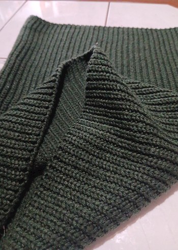 Erkek Koyu Yeşil Midi Boy Atkı örgü boyunluk - Görsel 3