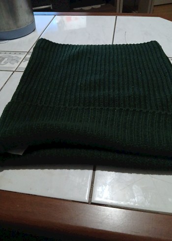 Erkek Koyu Yeşil Midi Boy Atkı örgü boyunluk - Görsel 4