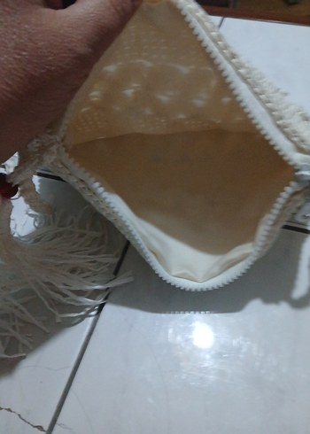 Beyaz Örgü Bohem Kadın Çanta - Görsel 6