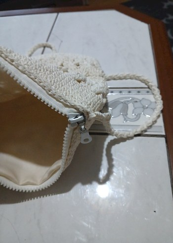 Beyaz Örgü Bohem Kadın Çanta - Görsel 7