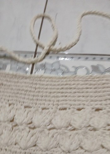 Beyaz Örgü Bohem Kadın Çanta - Görsel 4