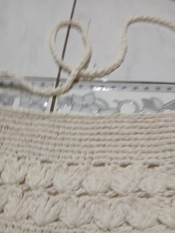 Beyaz Örgü Bohem Kadın Çanta - Görsel 4