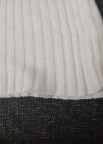 Beyaz V Yaka Uzun Kollu Triko Kadın Kazak - Görsel 3