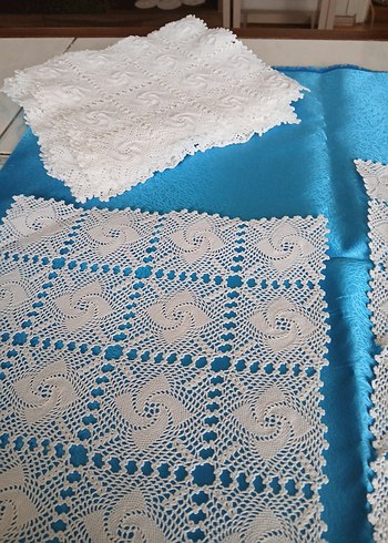 dantel 14 adet peçete ve 3 adet sehpa örtüsü - Görsel 4