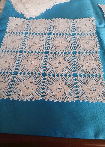 dantel 14 adet peçete ve 3 adet sehpa örtüsü - Görsel 2