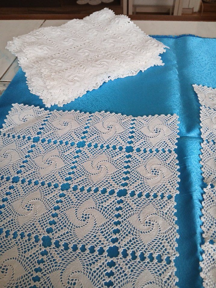 dantel 14 adet peçete ve 3 adet sehpa örtüsü - Görsel 4