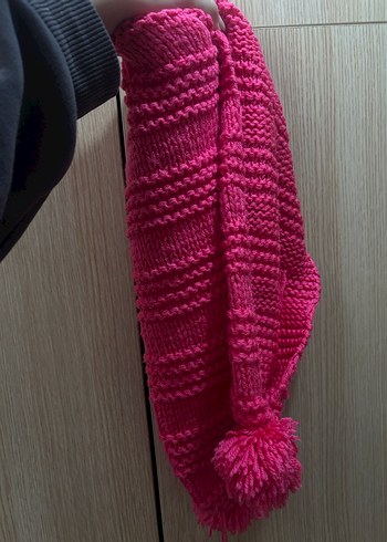 Pembe Örgü Kadın Şal - Görsel 2