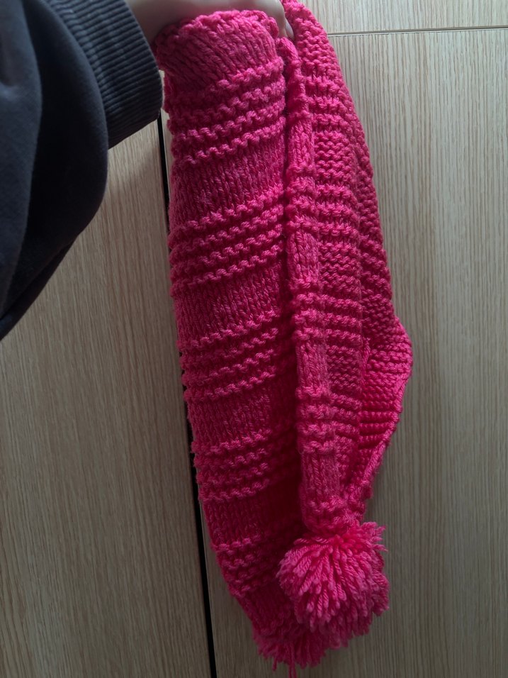 Pembe Örgü Kadın Şal - Görsel 2