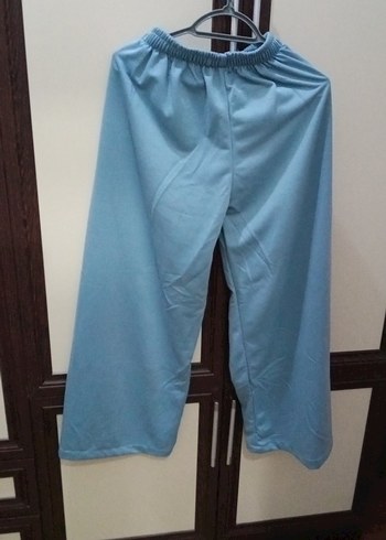 Mavi Midi Kadın Salaş Kumaş Pantolon