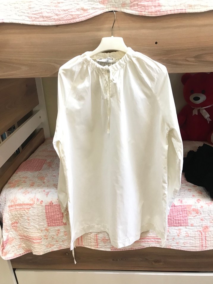 Beyaz Pamuklu Uzun Kollu Bohem Gömlek - Görsel 2