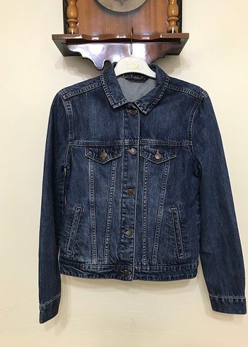 Düğmeli Lacivert Kadın Kot Ceket - Görsel 5