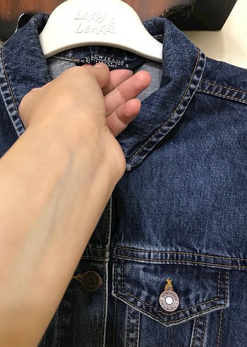 Düğmeli Lacivert Kadın Kot Ceket - Görsel 3